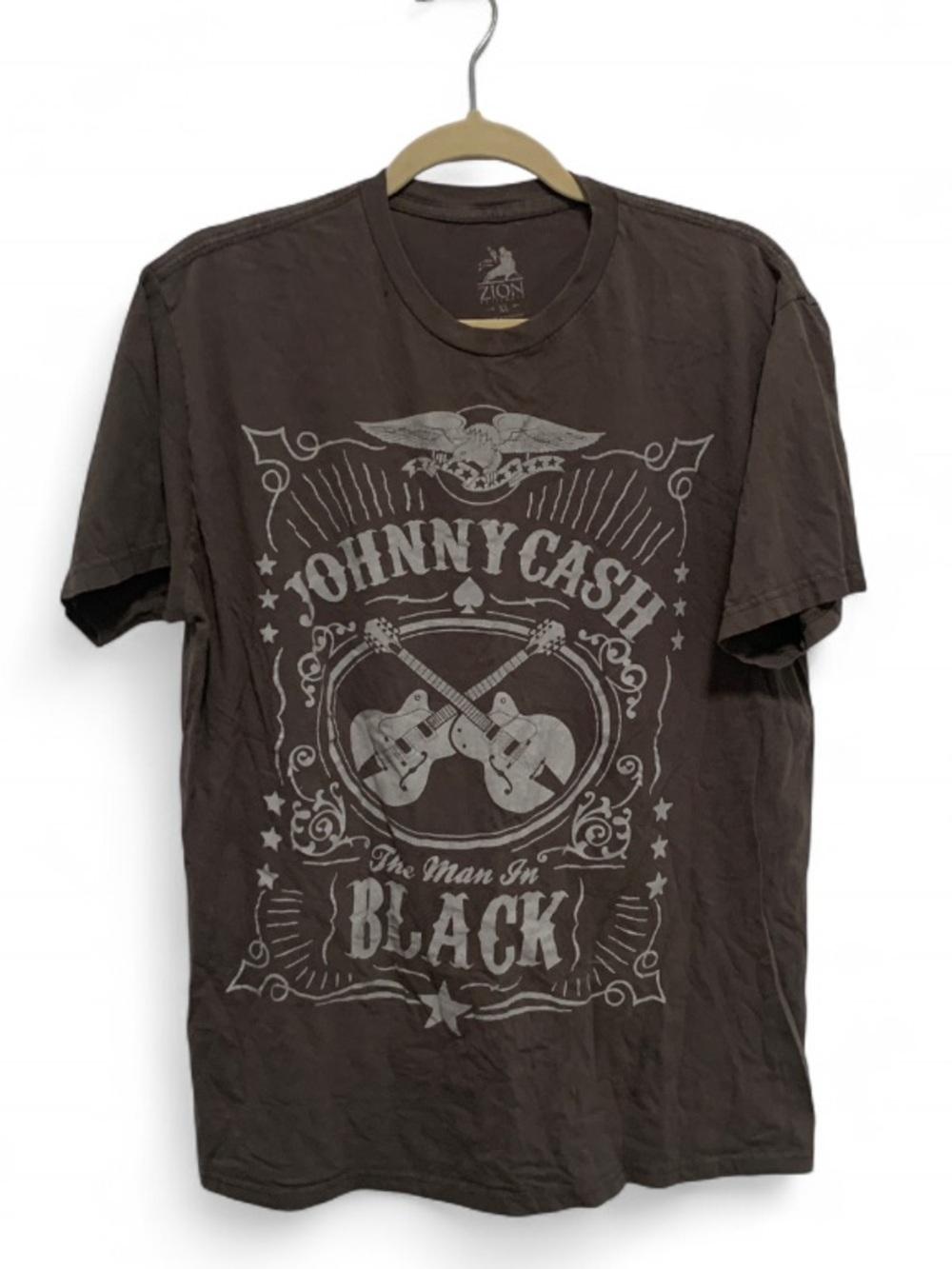 Zion Rootswear Johnny Cash Man in Black Gray Short Sleeve Tee Shirt